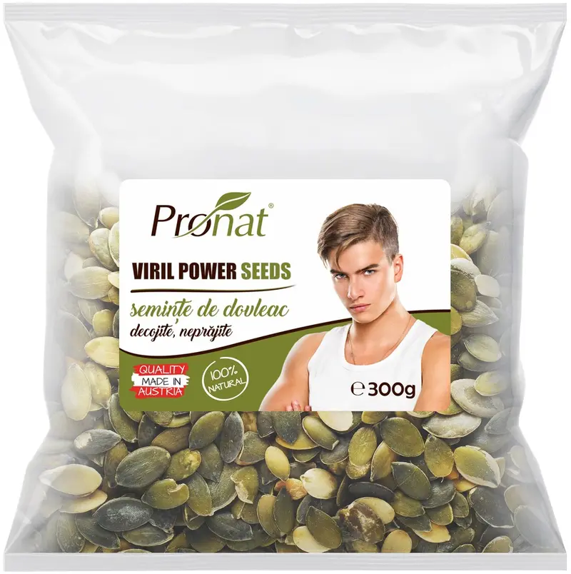 Viril Power Seeds seminte de dovleac decojite, natur, 300g Pronat