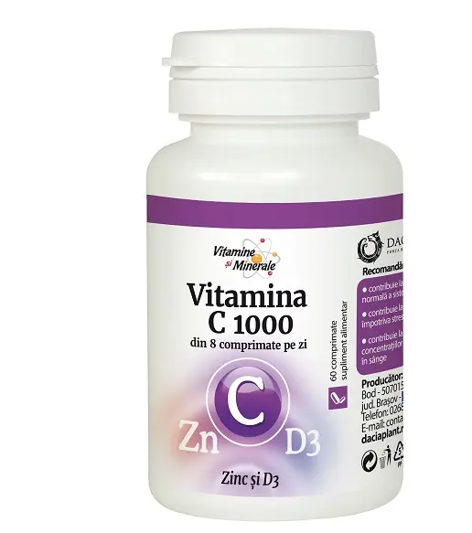 Vitamina C 1000 cu zinc și D3 60 comprimate – Dacia Plant