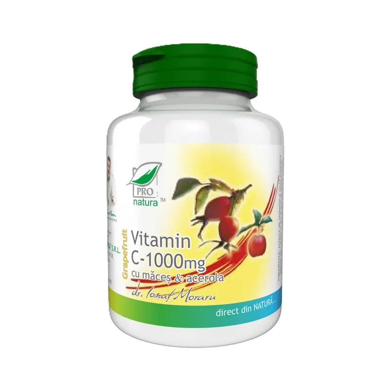 Vitamina C 1000 mg cu măceș, grapefruit 100 comprimate – Medica