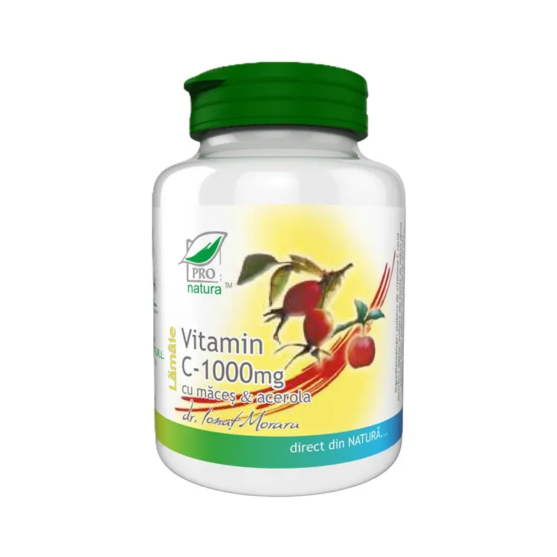Vitamina C 1000 mg cu măceș, lămâie 100 comprimate – Medica