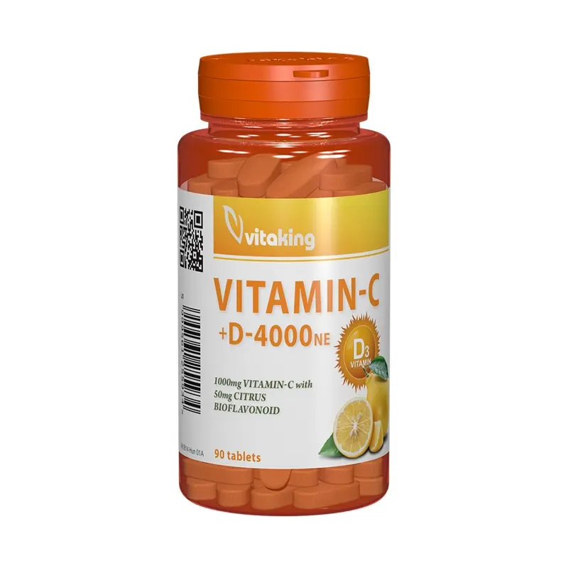 Vitamina C 1000 mg + D3 4000 UI 90 comprimate – Vitaking