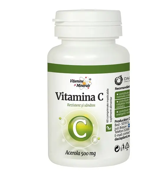 Vitamina C cu acerola 60 comprimate masticabile – Dacia Plant