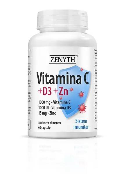 Vitamina C + D3 + Zn 60 capsule – Zenyth - Oase sănătoase