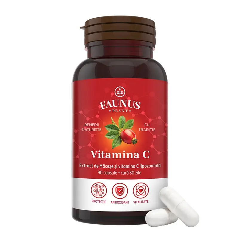 Vitamina C lipozomală cu măceșe 90 capsule – Faunus Plant