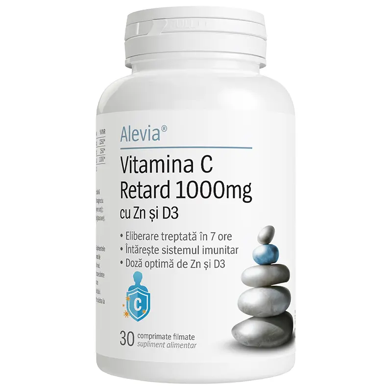 Vitamina C Retard 1000mg cu Zn si D3 30cpr Alevia