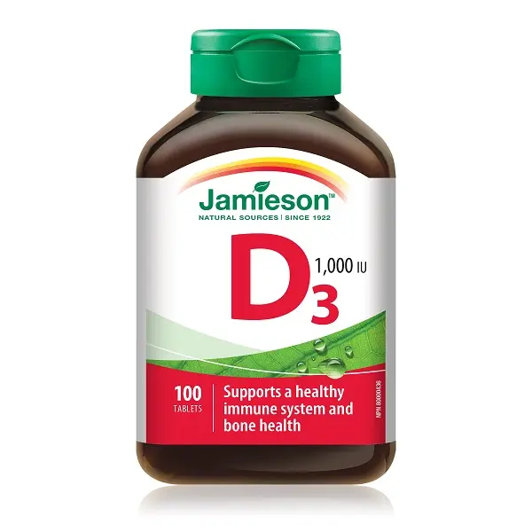 Vitamina D3 1000 UI 100 comprimate – Jamieson - Oase și dinți
