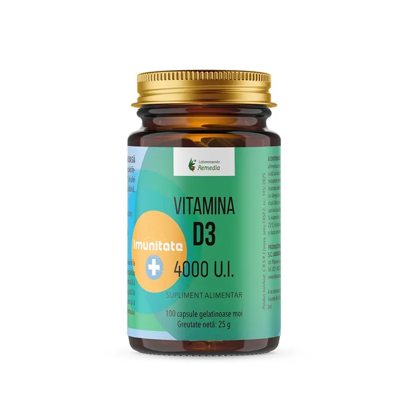 Vitamina D3 4000 UI 100 capsule moi – Remedia - Oase și dinți