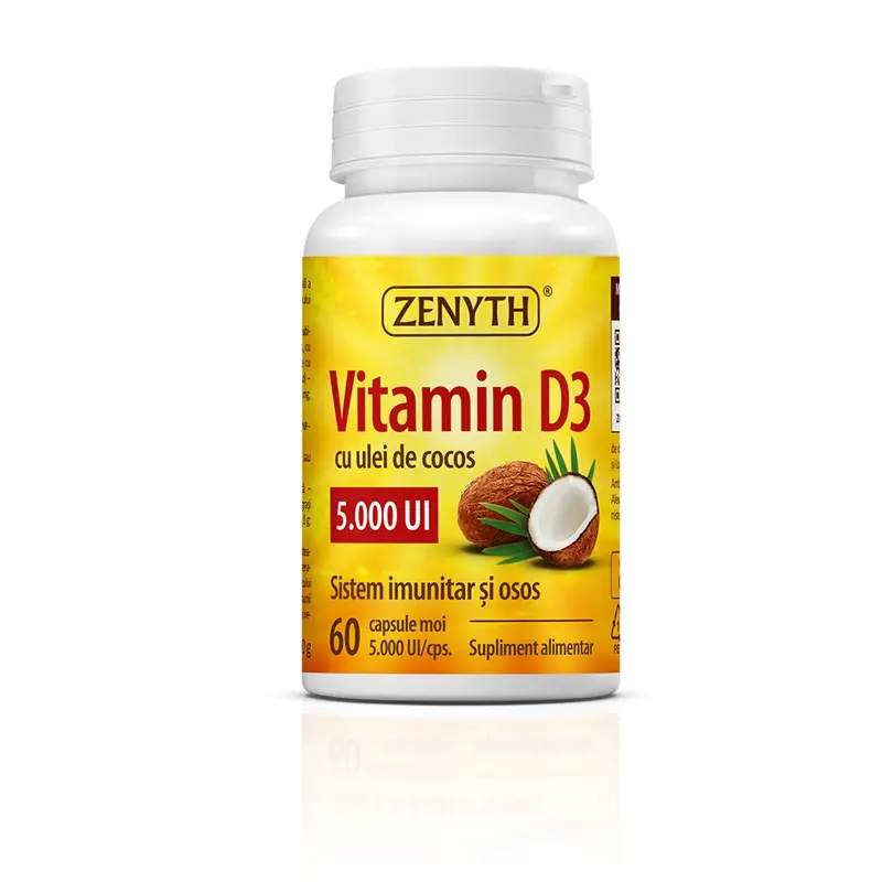 Vitamina D3 5000 UI 60 capsule moi – Zenyth - Imunitate normală