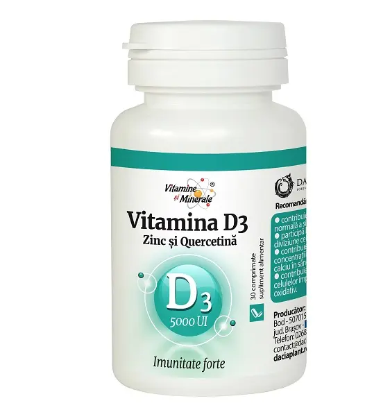 Vitamina D3 5000 UI zinc quercetină 30 comprimate – Dacia Plant
