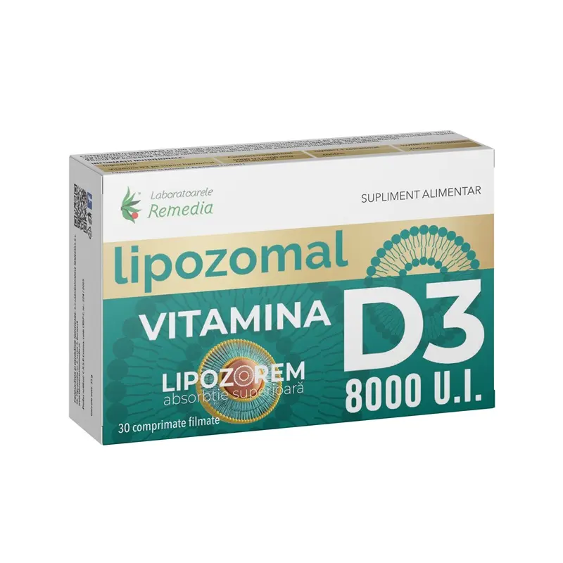 Vitamina D3 lipozomală 8000 UI 30 comprimate filmate – Remedia