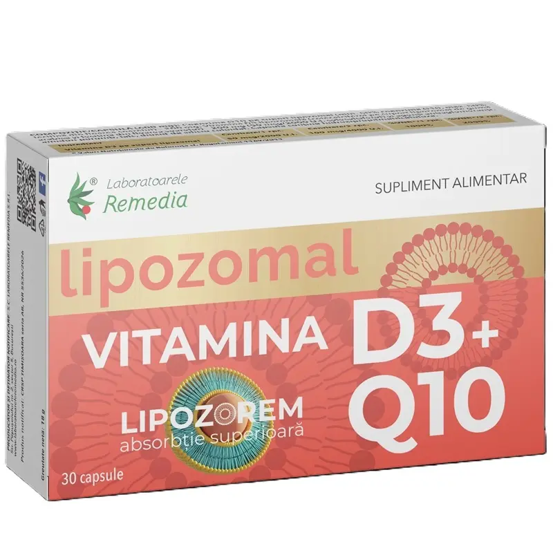 Vitamina D3 + Q10 Lipozomal 30 capsule vegetale – Remedia