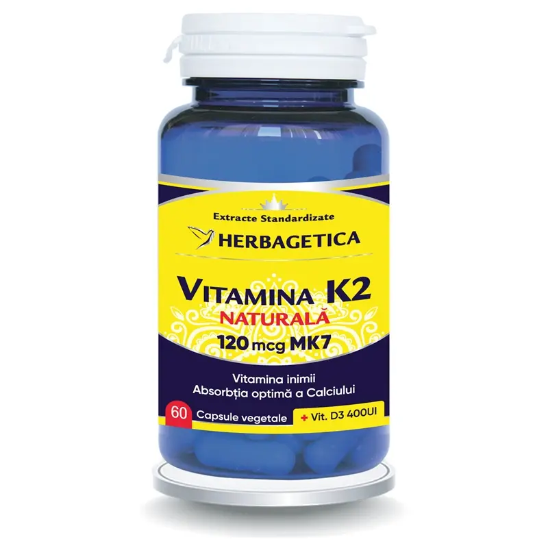 Vitamina K2 MK-7 naturală 120 µg 60 capsule – Herbagetica