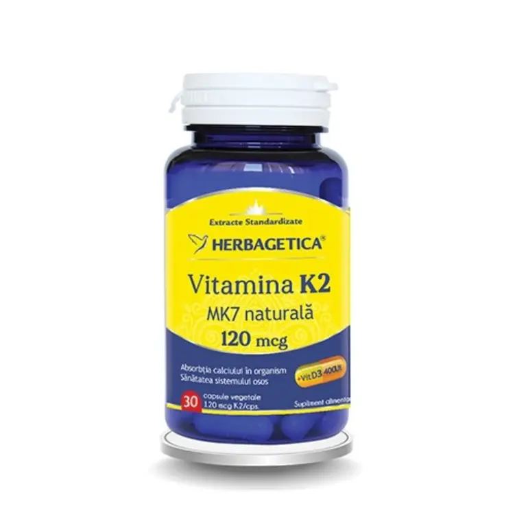 Vitamina K2 MK7 naturala 120mcg 60 cps Herbagetica