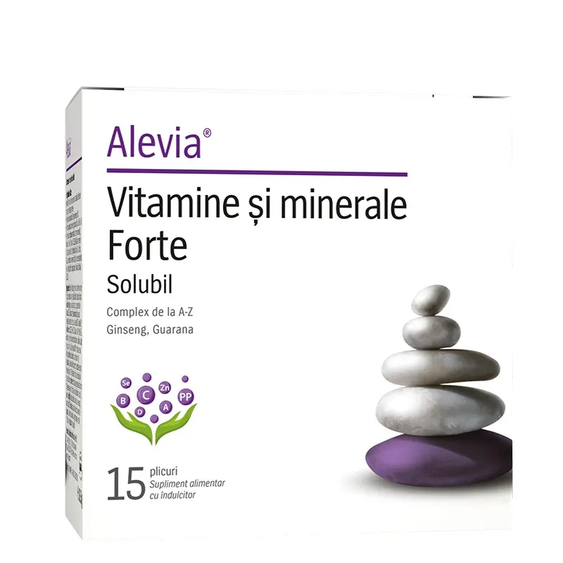 Vitamine și minerale Forte solubil 15 plicuri – Alevia