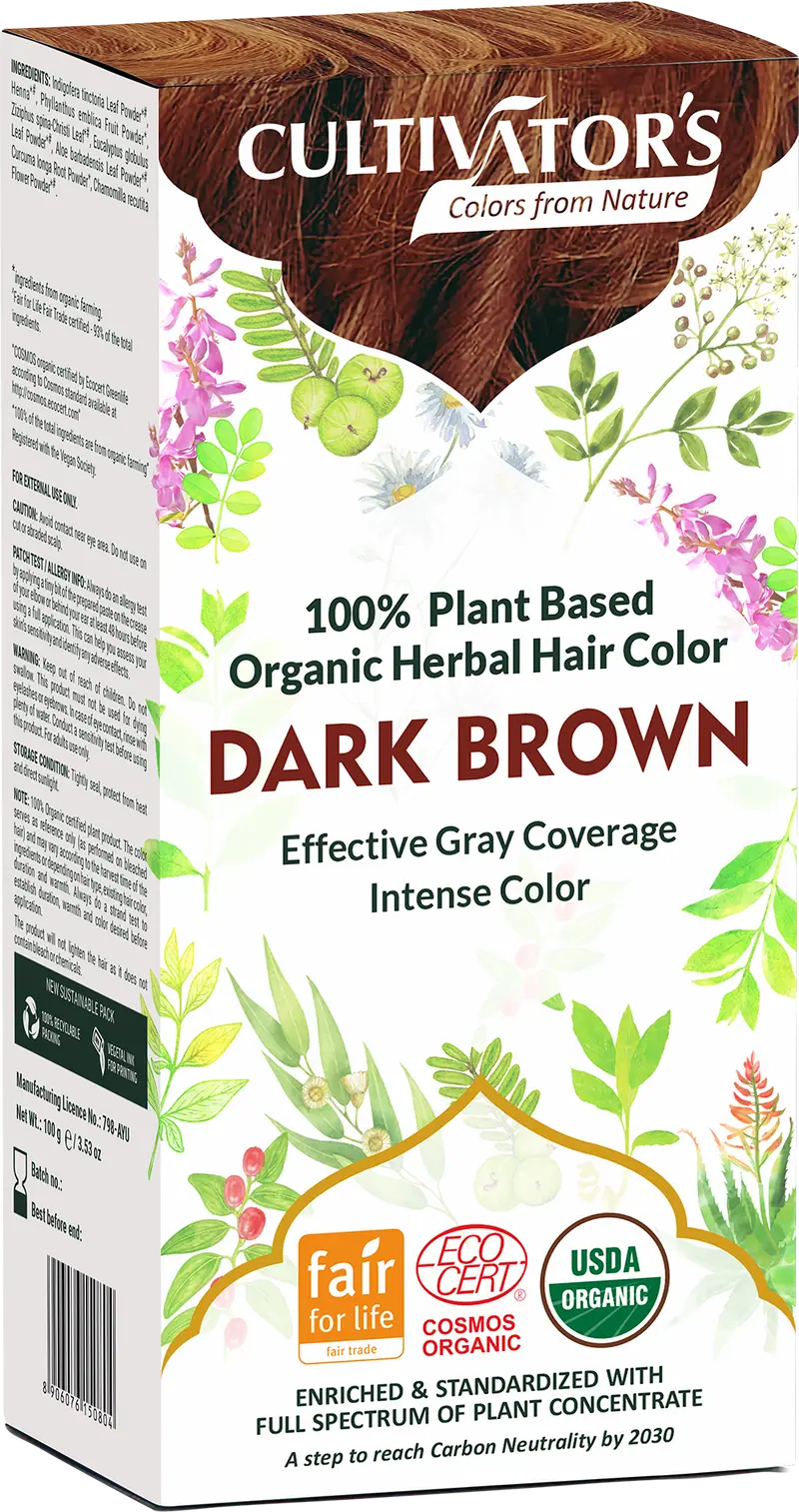 Vopsea bio din plante Dark Brown 100g Cultivator's
