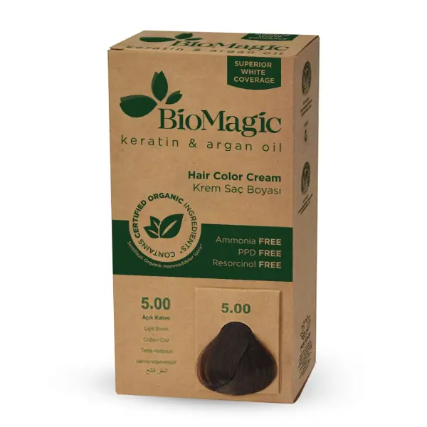 Vopsea de par fara amoniac 5.00 saten deschis BioMagic