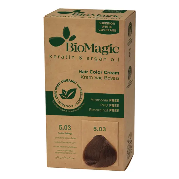 Vopsea de par fara amoniac 5.03 saten deschis BioMagic