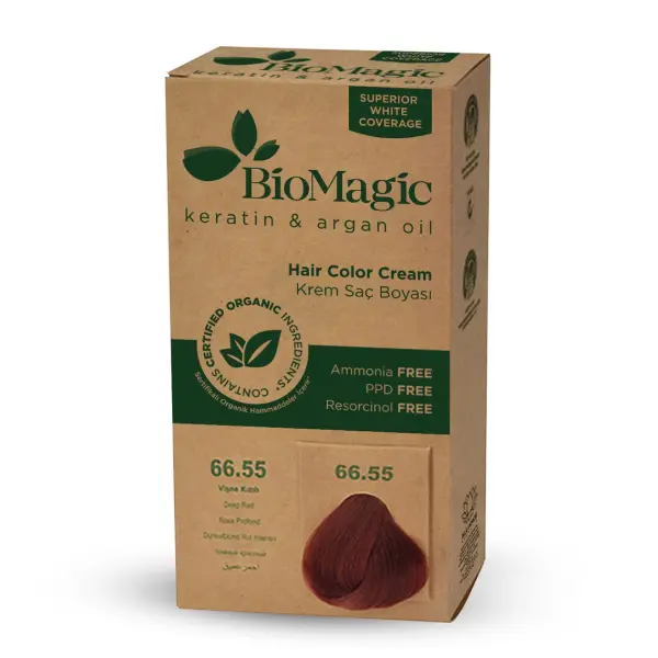 Vopsea de par fara amoniac 66.55 Roscat Intens BioMagic