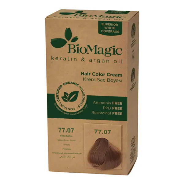 Vopsea de păr fără amoniac 77.07 blond natural cu reflexe maronii BioMagic
