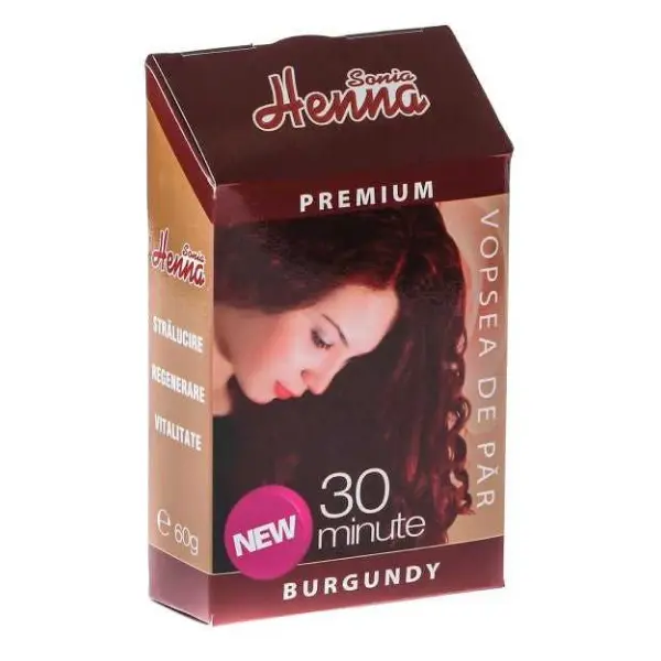 Vopsea de par Henna Burgundy 30min 60g Sonia Henna