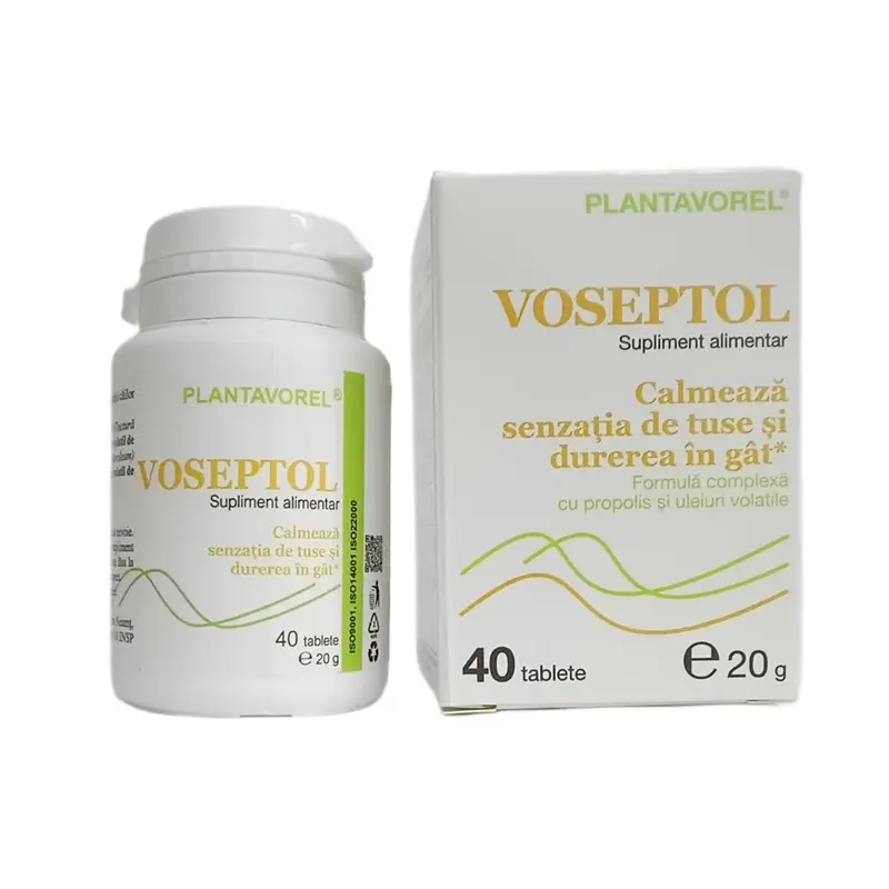 Voseptol 40 comprimate de supt – Plantavorel - Gust răcoritor