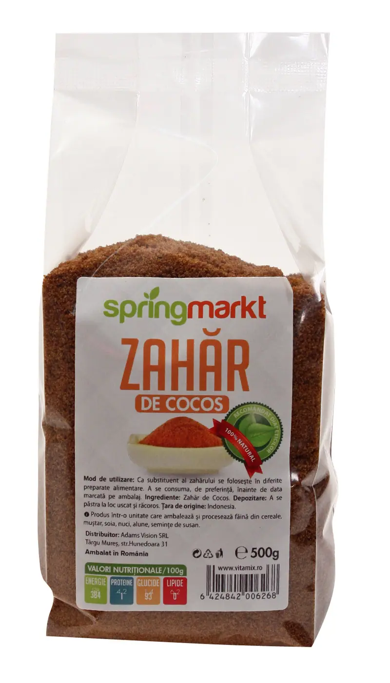 Zahăr de cocos 500 g – Springmarkt - Gust de caramel