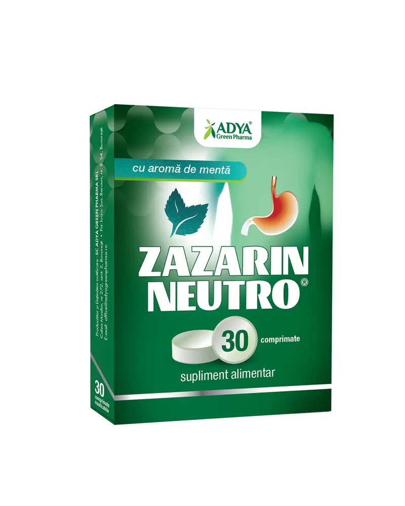 Zazarin Neutro mentă 30 comprimate masticabile – Adya Green