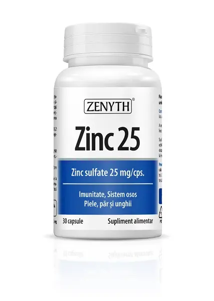 Zinc 25 mg 30 capsule – Zenyth - Păr, piele, unghii